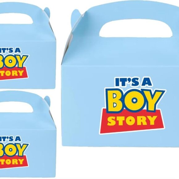 It's A Boy Story Baby Shower Party Favor, Its a boy Gabel Boxes, Light Blue 10pc - Picture 3 of 3